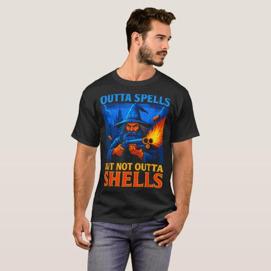 T-shirt Outta Spells But Not Outta Shells Wizard Fantasy M (Devant entier)