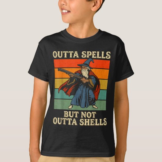 T-shirt Outta Spells But Not Outta Shells Wizard Retro Fan (Devant)