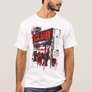 T-shirt OUVERT TARD — Affiche de club underground en détre