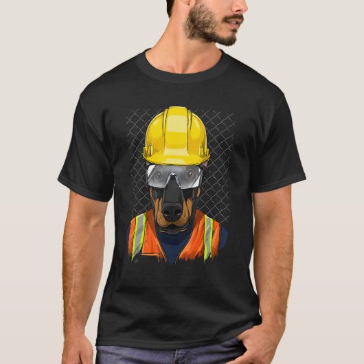 T-shirt Ouvrier de construction Doberman Pinscher Laborato (Devant)