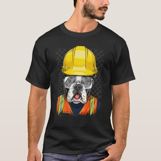 T-shirt Ouvrier de construction Français Bulldog Laboratoi (Devant)