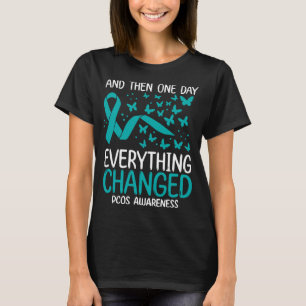 T-shirt Ovary Warrior Ribbon Fighter PCOS Awareness
