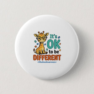 T-shirt over autism bewustzijn verschillende giraf ronde button 5,7 cm