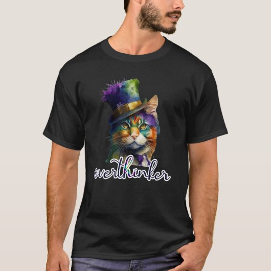 T-shirt Overthinking Cat Meme Overthinker cadeaux Noël (Devant)