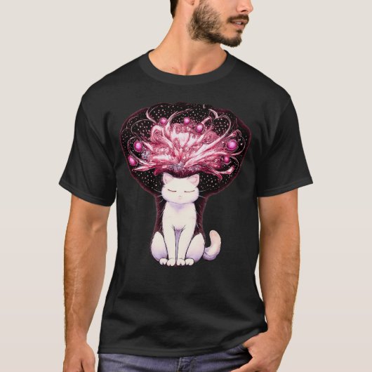 T-shirt Overthinking Mind Cosmic Chaos Cat (Devant)