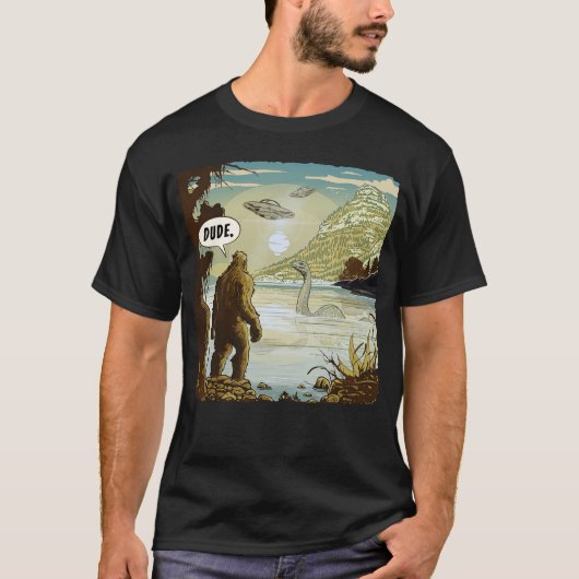 T-shirt OVNI drôle Bigfoot Sasquatch Introvert Loch Ness (Devant)