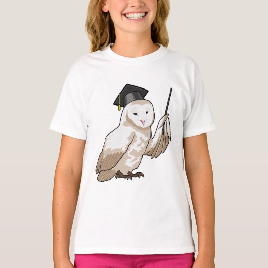 T-shirt Owl as Teacher with Pointer (Devant)