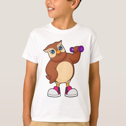 T-shirt Owl Fitness Dumbbell (Devant)