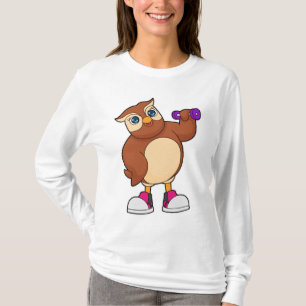 T-shirt Owl Fitness Dumbbell