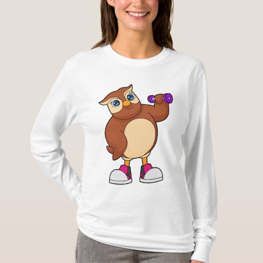 T-shirt Owl Fitness Dumbbell (Devant)