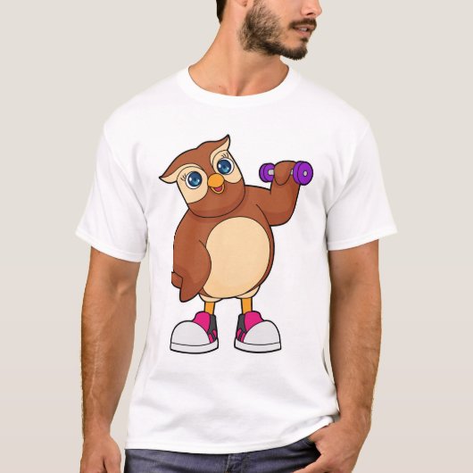T-shirt Owl Fitness Dumbbell (Devant)