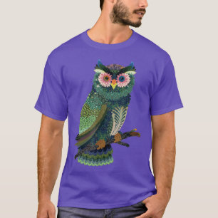T-shirt Owl Floral Folk Art asiatique Design visuel graphi