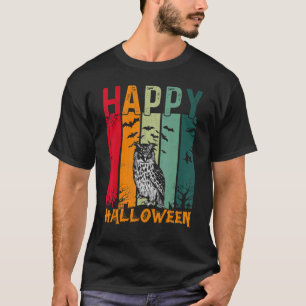 T-shirt Owl Girls Boys Retro Style Halloween Dîner Partie