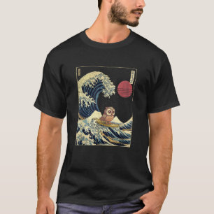T-shirt Owl Japonais Kanagawa Vague drôle Surf animal T Sh