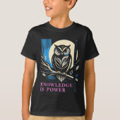 T-shirt Owl - Knowledge Is Wer - Wisdom Owl Design  (Devant)