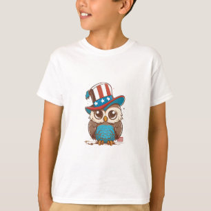 T-shirt Owl USA Independence Day 4 juillet hibou AMÉRICAIN
