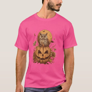 T-shirt Owl Witch Casquette Sur Citrouille Halloween Dark