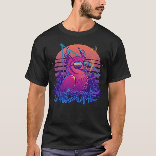 T-shirt Owlsome - oiseau impressionnant Retrowave 80s de (Devant)