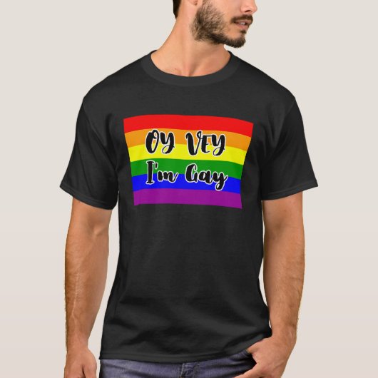 T-shirt Oy Vey, je suis Gay Rainbow Flag (Devant)