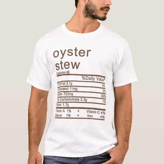 T-shirt Oyster Stew valeur nutritive Étiquette Thanksgivin (Devant)
