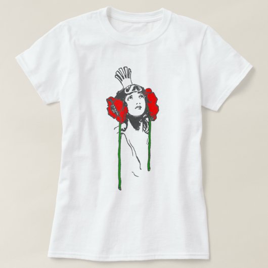 T-shirt Ozma Oz, les coquelicots rouges de la reine d'Art  (Design devant)