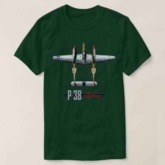 T-shirt P38 Lightning 2ÈME GUERRE MONDIALE chasseur 1 (Design devant)