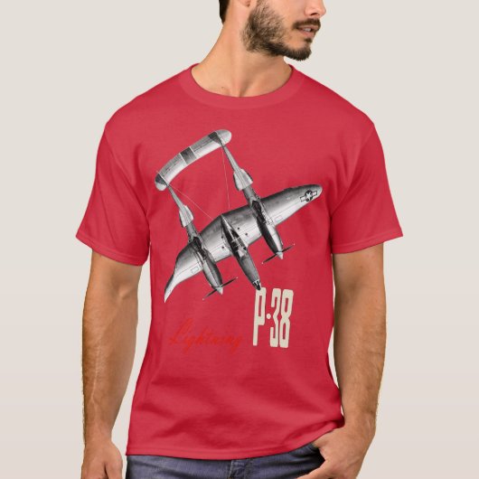 T-shirt P38 Lightning avion de chasse de la seconde guerre (Devant)
