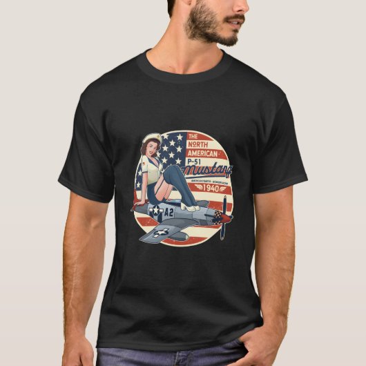 T-shirt P51 Chemises D'Avion Mustang T Pour Hommes 2ème gu (Devant)