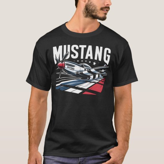 T-shirt P51 Mustang - Rouge, Blanc et Bleu (Devant)