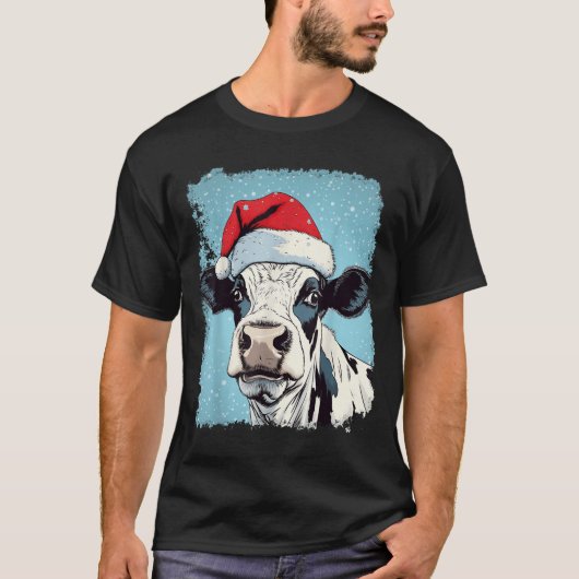 T-shirt P Art Colorful Cow Christmas (Devant)