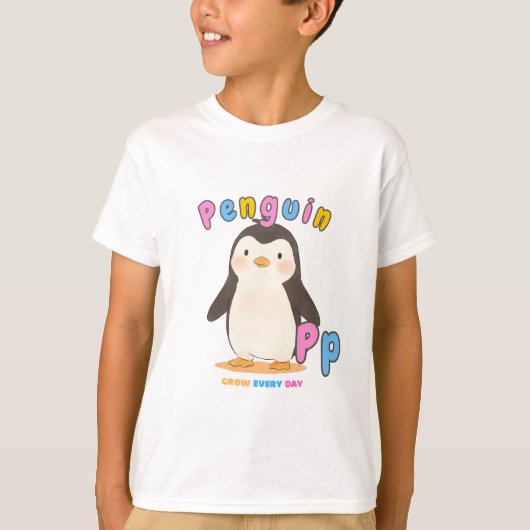 T-shirt “P is for Penguin” Alphabet Tee – Grow Every Day (Devant)