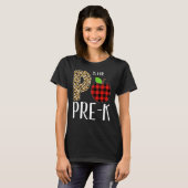 T-shirt P Is For Pre K Teacher Leopard Buffalo Plaid Kids  (Devant entier)
