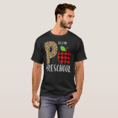 T-shirt P Is For Preschool Teacher Leopard Buffalo Plaid K (Devant entier)