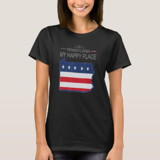 T-shirt PA Pennsylvanie My Happy Place USA États Drapeau M