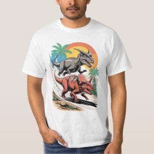 T-shirt Pachyrhinosaure passant par Carnotaurus