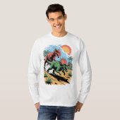 T-shirt Pachyrhinosaurus courir après un Carnotaurus (Devant entier)