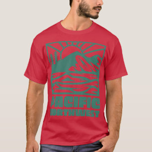 T-shirt Pacifique Nord-Ouest Montagne Carré Sunrise Green