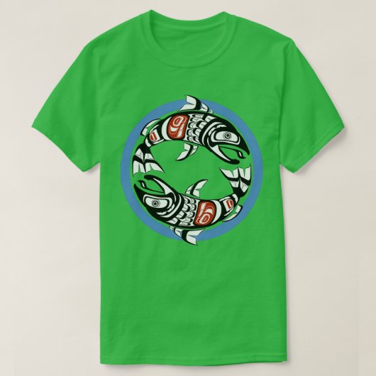 T-shirt Pacifique Nord-Ouest Saumon double Coho YinYang Cô (Design devant)