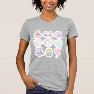 T-shirt Pack d'autocollants pastel mignon Kawaii pour femm