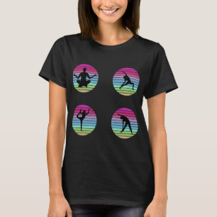T-shirt Pack d'autocollants Yoga Poses Retro Sunsets