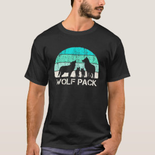 T-shirt Pack de loups vintages Loups de famille pour l'amo