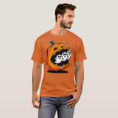 T-shirt PacMan Citrouille Mangeant des Fantômes (Devant entier)