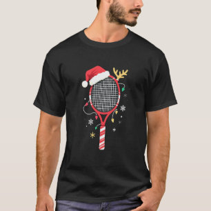 T-shirt Paddle de tennis avec chapeau de Santa et lumières