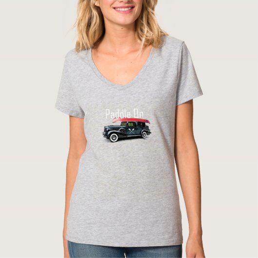 T-shirt Paddle On Classic Car Design - Basic V-Nec pour fe (Devant)