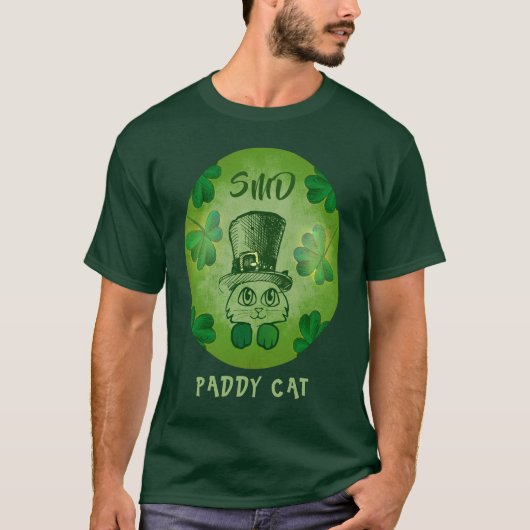 T-shirt Paddy Chat Shamrock St Patrick's Chat Monogrammed (Devant)