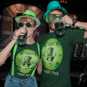 T-shirt Paddy Dog Shamrock St Patrick's Dog Monogrammed