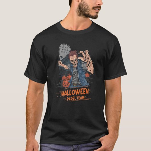 T-shirt Padel Halloween Citrouilles Zombies Et Paddle Tenn (Devant)
