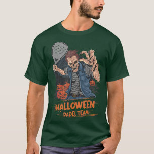 T-shirt Padel Halloween Zombie Pumkins and Paddle Tennis