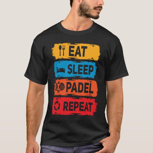 T-shirt Padel Mange Padel Dormir Dire Raquette Sport Padel (Devant)