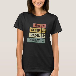 T-shirt Padel Tennis Mange Sleep Padel Répéter Funny Padel